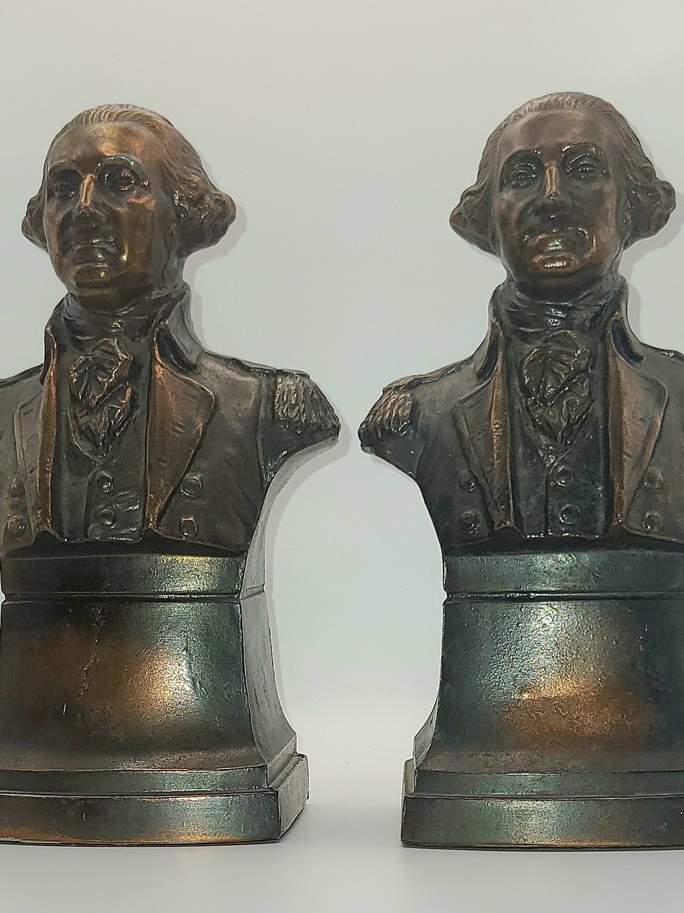 Rare Bronze George Washington Bookends, Era 1930's, Heavyweight